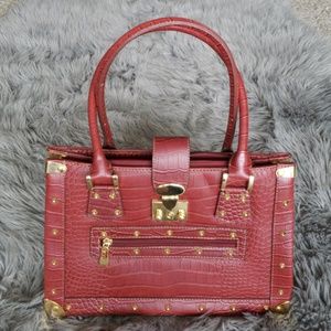 Gorgeous Mock Croc Studded Malle Trunk Handbag